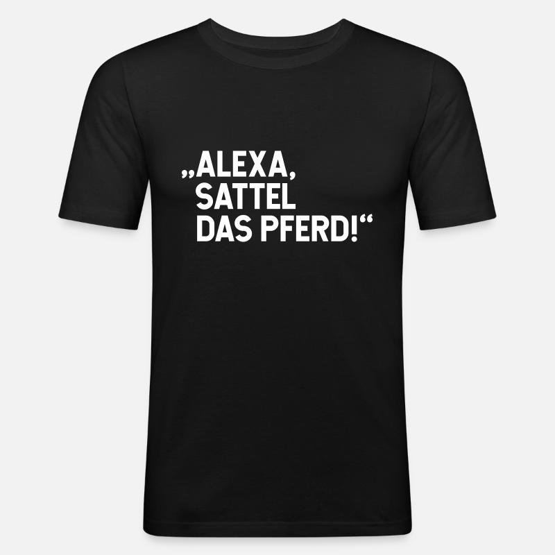 Alexa sattel das Perd - Farbwechsel - Männer Slim Fit T-Shirt - Schwarz