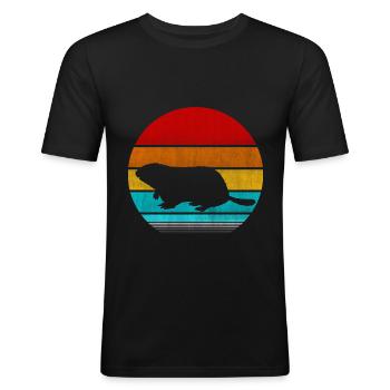Murmeltier - Männer Slim Fit T-Shirt - Schwarz - Vorne - Nik (191cm)
