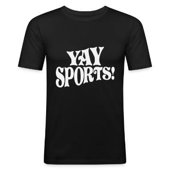 Youpi les sports ! Sports sarcastiques drôles - T-shirt près du corps Homme - noir - Devant - Nik (191cm)