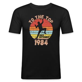 Birthday Climbing Bouldering since September 1984 - Men's Slim Fit T-Shirt - black - Front - Nik (191cm)