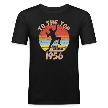 Geburtstag Klettern Bouldern seit Februar 1956 - Männer Slim Fit T-Shirt - Schwarz - Vorne - Nik (191cm)
