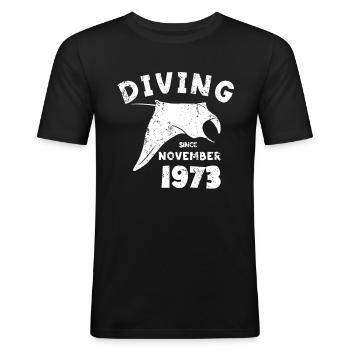Diver Birthday - Diving since November 1973 - Men's Slim Fit T-Shirt - black - Front - Nik (191cm)