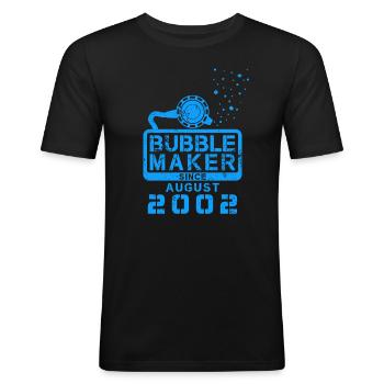 Plongeur Birthday Bubblemaker depuis août 2002 - T-shirt près du corps Homme - noir - Devant - Nik (191cm)
