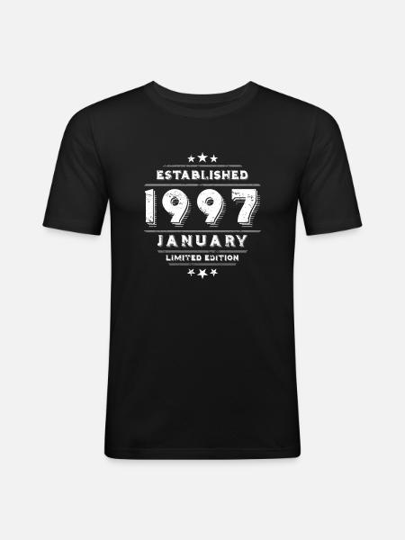 Anniversaire en janvier 1997 - janvier - T-shirt près du corps Homme - noir