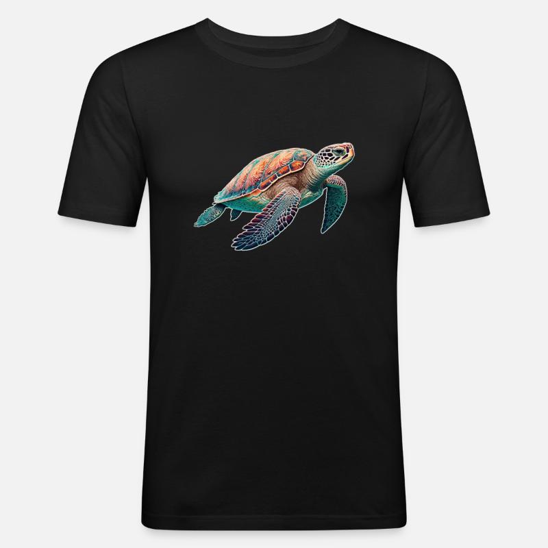 Turtle - Turtle - Diving - Sea - Men's Slim Fit T-Shirt - black