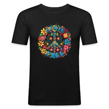 Flower Power Hippie Birthday - April 1966 - Men's Slim Fit T-Shirt - black - Front - Nik (191cm)
