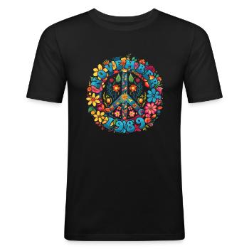 Flower Power Hippie Birthday - Novembre 1989 - T-shirt près du corps Homme - noir - Devant - Nik (191cm)