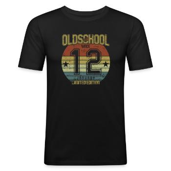January 2012 - Birthday in January Oldschool - Men's Slim Fit T-Shirt - black - Front - Nik (191cm)