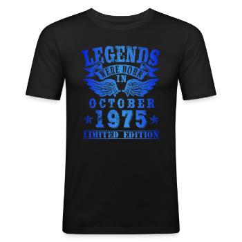 Legends were born in Oktober 1975 Geburtstag - Männer Slim Fit T-Shirt - Schwarz - Vorne - Nik (191cm)
