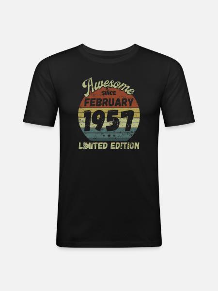 Awesome since February 1957 - Birthday - Men's Slim Fit T-Shirt - black