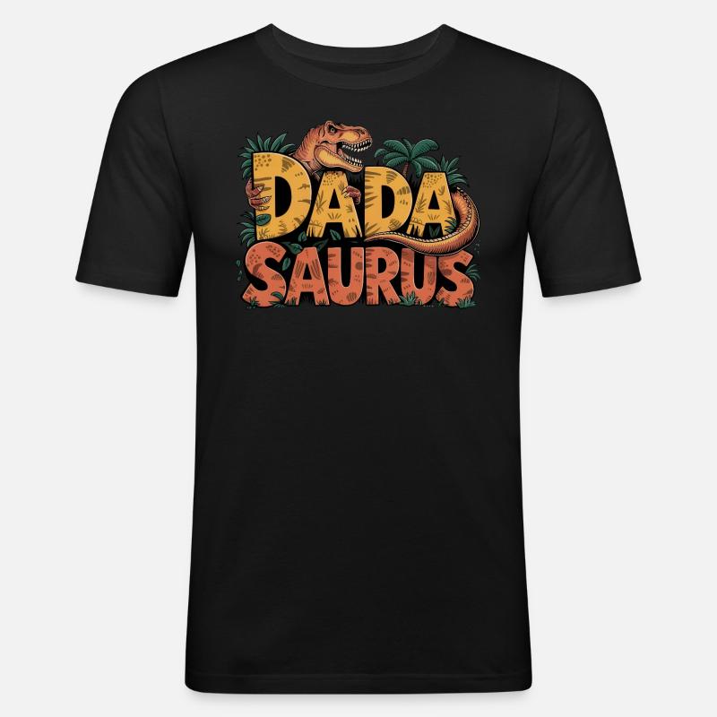 Dinosaurier Papa Saurus Geschenk Papa - Männer Slim Fit T-Shirt - Schwarz