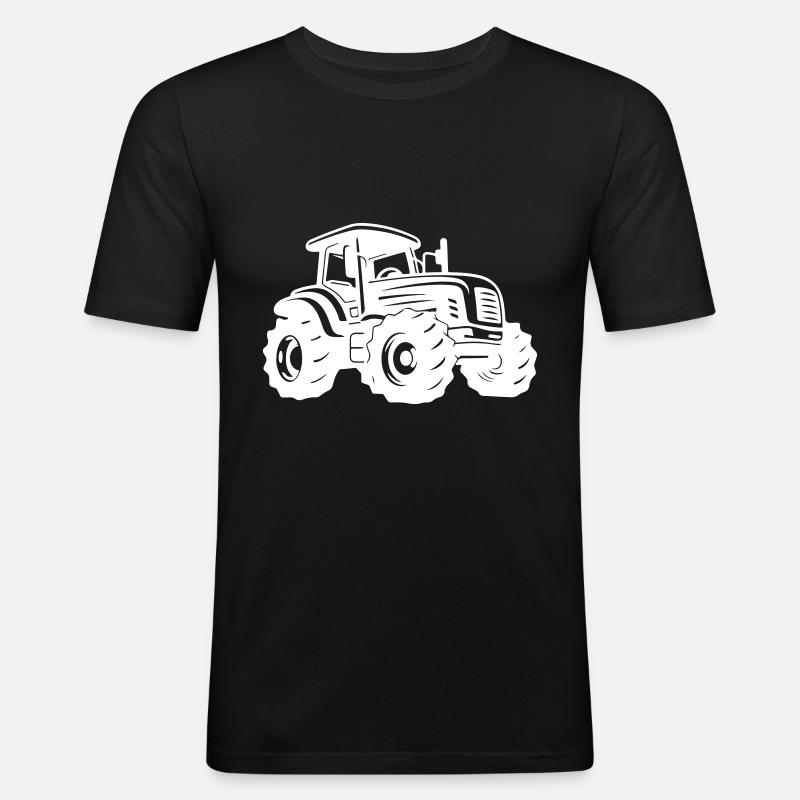 Traktor Silhouette - Männer Slim Fit T-Shirt - Schwarz