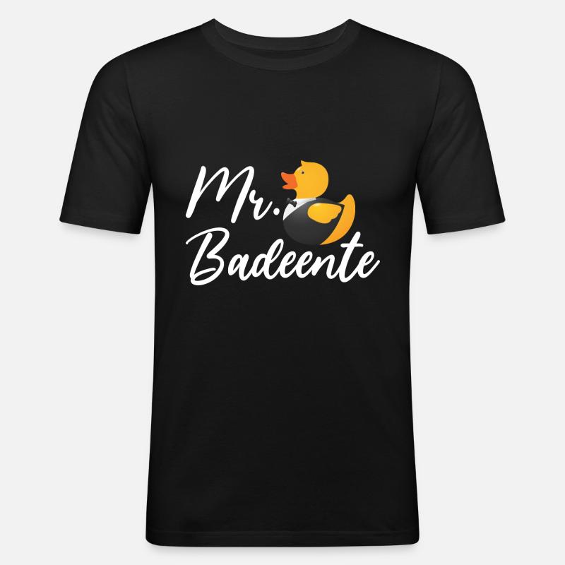 Badeente Gummiente - Männer Slim Fit T-Shirt - Schwarz