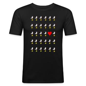 Möwen Liebe mit Gummistiefel - Männer Slim Fit T-Shirt - Schwarz - Vorne - Nik (191cm)