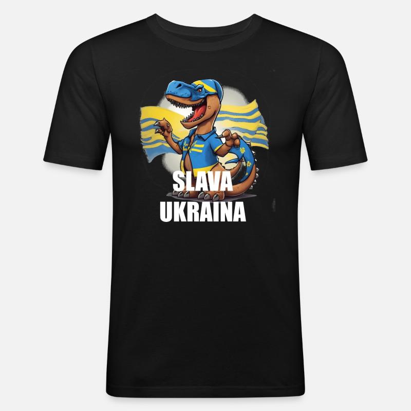 Slava Ukraina - Männer Slim Fit T-Shirt - Schwarz