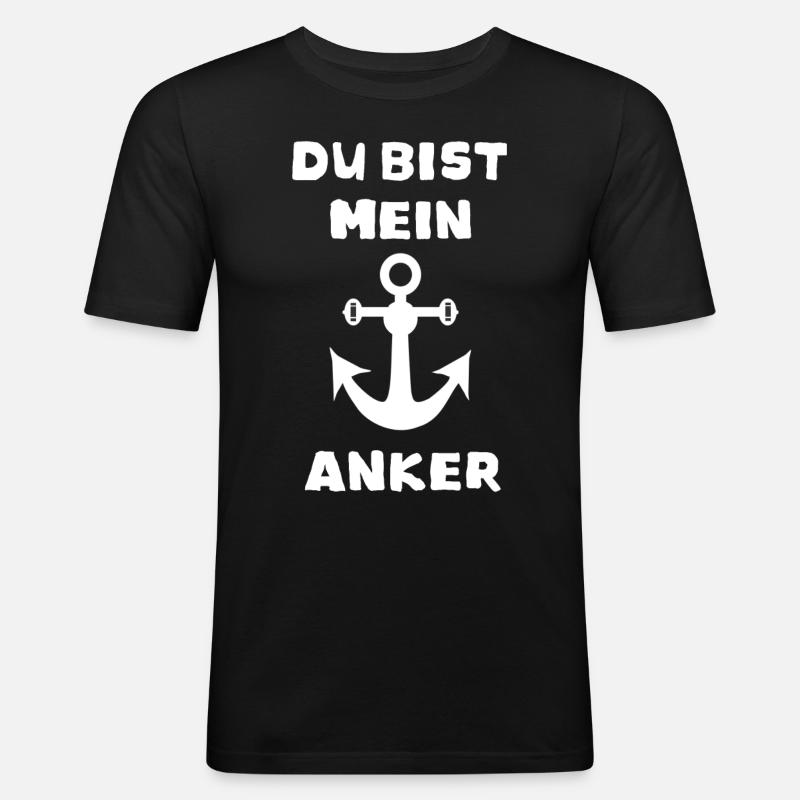 Du bist mein Anker - Männer Slim Fit T-Shirt - Schwarz