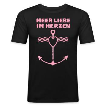 Sea love hoodie sea love in the heart home - Men's Slim Fit T-Shirt - black - Front - Nik (191cm)
