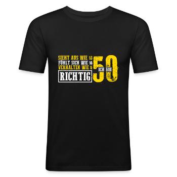 Vintage 50 Jahre Mann 50ter Geschenk 50. Geburtsta - Männer Slim Fit T-Shirt - Schwarz - Vorne - Nik (191cm)