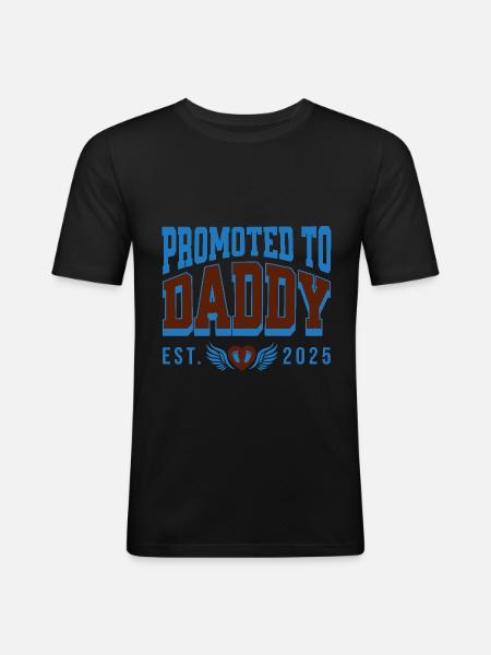Promoted To Daddy 2025 New Father Cool Pregnancy - Men's Slim Fit T-Shirt - black