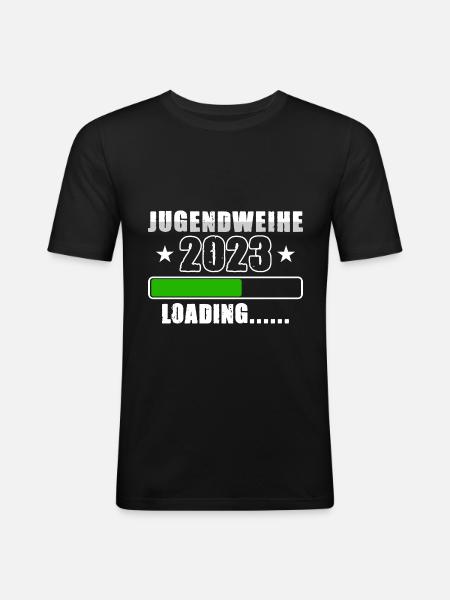 Jugendweihe 2023 Loading - Männer Slim Fit T-Shirt - Schwarz