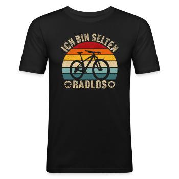 ich bin selten radlos fahrrad mountainbike - Männer Slim Fit T-Shirt - Schwarz - Vorne - Nik (191cm)
