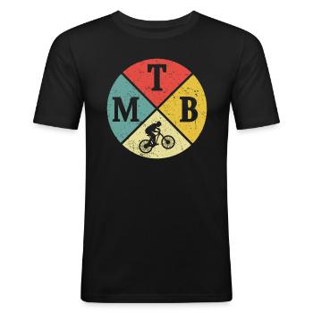 VTT rétro VTT VTT downhiller - T-shirt près du corps Homme - noir - Devant - Nik (191cm)