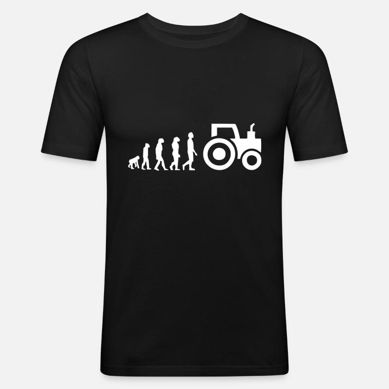Evolution Traktor - Männer Slim Fit T-Shirt - Schwarz