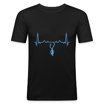 Apnée Plongée Plongée Plongeur Coeur Cadeau - T-shirt près du corps Homme - noir - Devant - Nik (191cm)