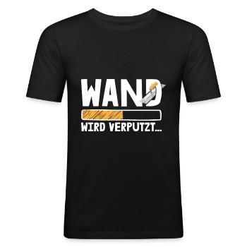 Stuckateur Wand verputzen Verputzer - Männer Slim Fit T-Shirt - Schwarz - Vorne - Nik (191cm)