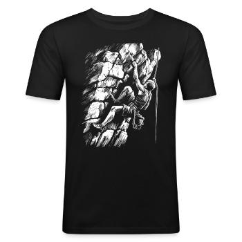 Freeclimbing Freeclimber Klettern - Männer Slim Fit T-Shirt - Schwarz - Vorne - Nik (191cm)