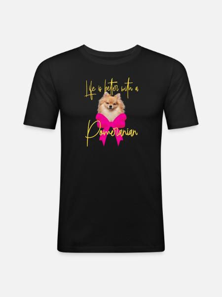 Pomeranian - Men's Slim Fit T-Shirt - black