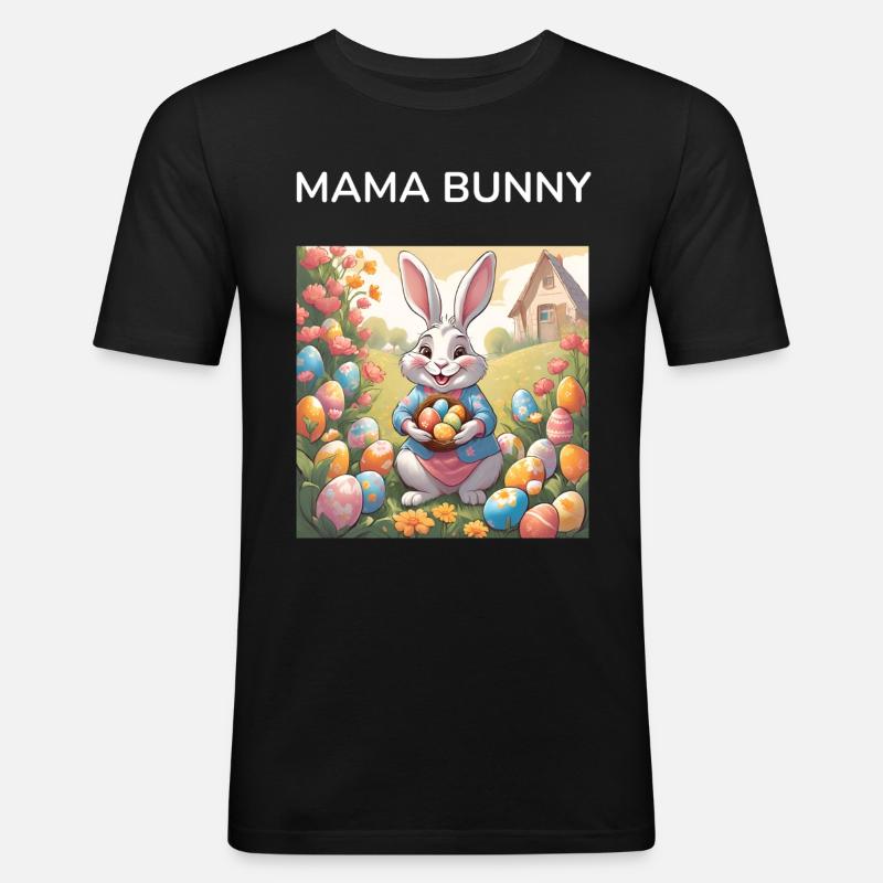 Ostern Mama Hase Mutter - Männer Slim Fit T-Shirt - Schwarz
