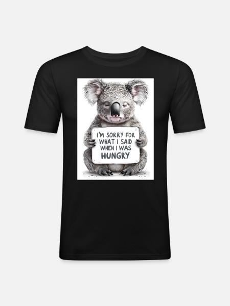 Koala Australien Spruch Geschenkidee - Männer Slim Fit T-Shirt - Schwarz