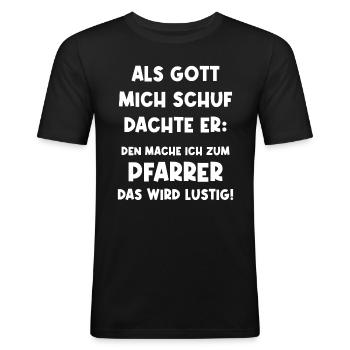 Pfarrer Priester Kirche Christlich Vikar - Männer Slim Fit T-Shirt - Schwarz - Vorne - Nik (191cm)