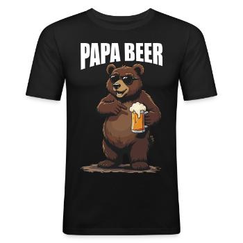 papa bier - Männer Slim Fit T-Shirt - Schwarz - Vorne - Nik (191cm)