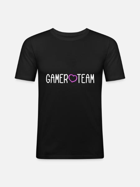 Gamer Team - Männer Slim Fit T-Shirt - Schwarz