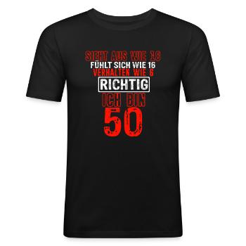 Vintage 50 Jahre Mann 50ter Geschenk 50. Geburtsta - Männer Slim Fit T-Shirt - Schwarz - Vorne - Nik (191cm)