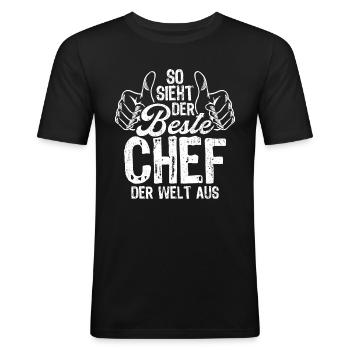 So Sieht Der Beste Chef Der Welt Aus Hübscher Boss - Männer Slim Fit T-Shirt - Schwarz - Vorne - Nik (191cm)