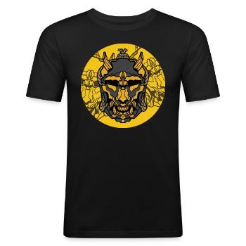 Masque de samouraï - T-shirt près du corps Homme - noir - Devant - Nik (191cm)