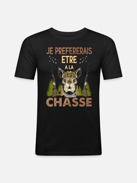 Chasse Message Pour Chasseur - T-shirt près du corps Homme - noir