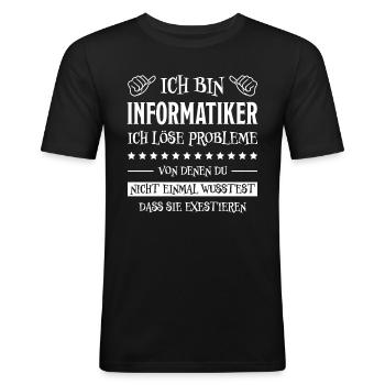 Informatiker Lustig Spruch Programmierer Geschenk - Männer Slim Fit T-Shirt - Schwarz - Vorne - Nik (191cm)