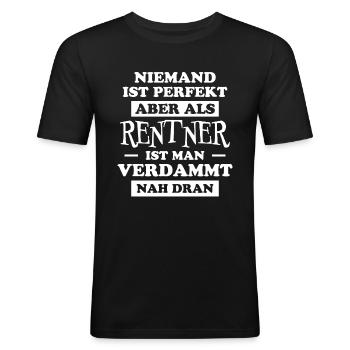 Rentner Lustiger Spruch Rente Ruhestand Geschenk - Männer Slim Fit T-Shirt - Schwarz - Vorne - Nik (191cm)