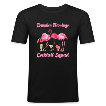 Drunken Flamingo Cocktail Squad - Männer Slim Fit T-Shirt - Schwarz - Vorne - Nik (191cm)