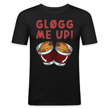 Zweden glögg me up Luciafest - Mannen slim fit T-shirt - zwart - Voor - Nik (191cm)