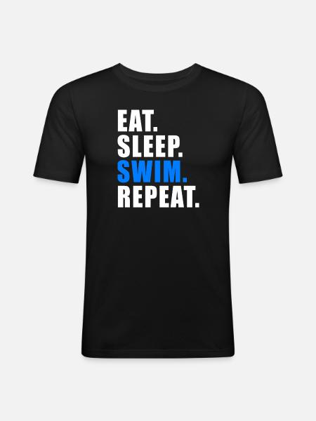 EAT SLEEP SWIM REPEAT Swimming Lifeguard Float - Men's Slim Fit T-Shirt - black