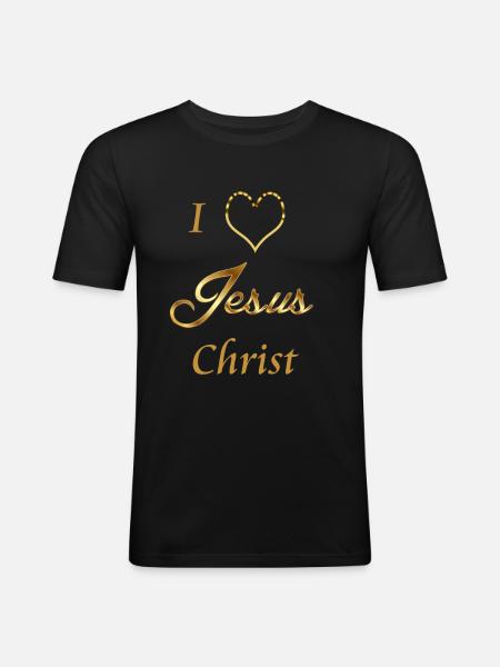 I love Jesus christ - Men's Slim Fit T-Shirt - black