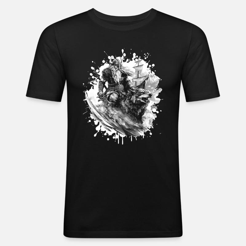 Viking Wolf Warrior Valhalla - Men's Slim Fit T-Shirt - black