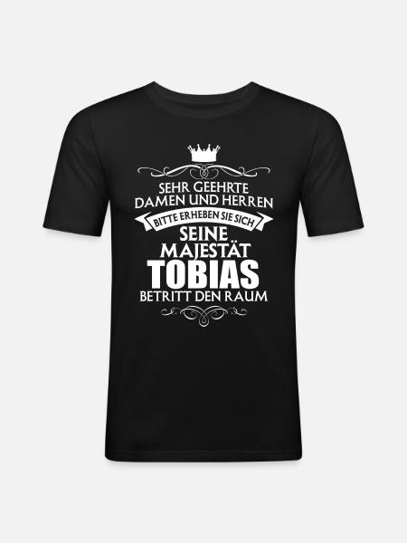 TOBIAS - Majestät - Männer Slim Fit T-Shirt - Schwarz