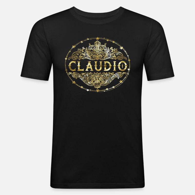 Claudio - Männer Slim Fit T-Shirt - Schwarz