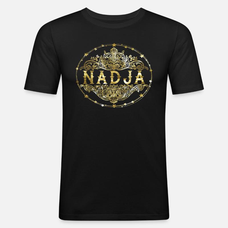 Nadja - Männer Slim Fit T-Shirt - Schwarz